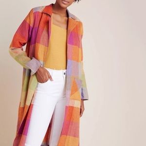 Anthropologie dRA Sierra 100% Linen Multi Colored Duster Jacket Size Small